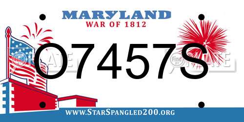 O7457S Maryland License Plate