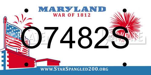 O7482S Maryland License Plate