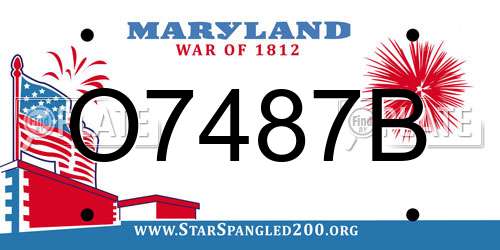 O7487B Maryland License Plate
