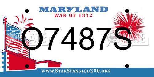 O7487S Maryland License Plate