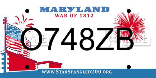 O748ZB Maryland License Plate