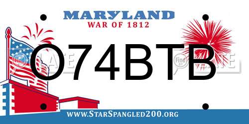 O74BTB Maryland License Plate