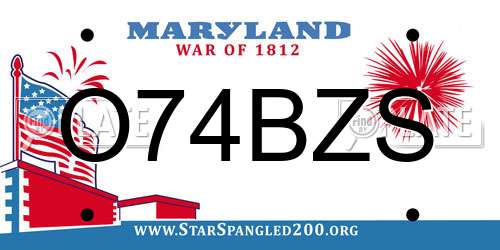 O74BZS Maryland License Plate
