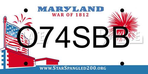 O74SBB Maryland License Plate