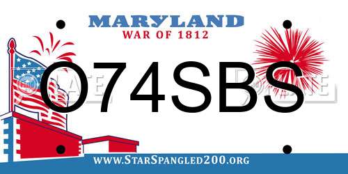 O74SBS Maryland License Plate
