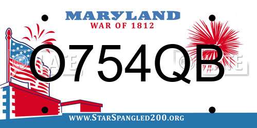 O754QB Maryland License Plate