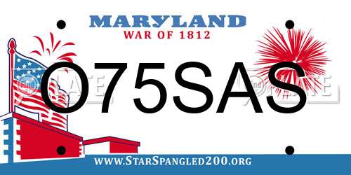 O75SAS Maryland License Plate