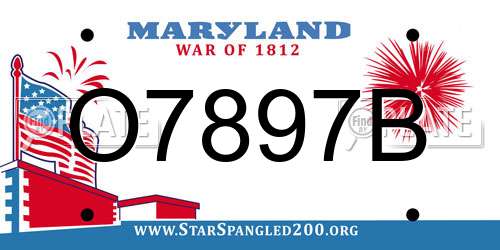 O7897B Maryland License Plate