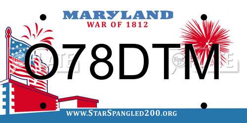 O78DTM Maryland License Plate