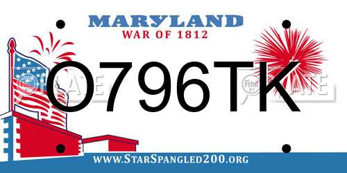 O796TK Maryland License Plate