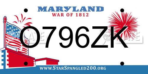 O796ZK Maryland License Plate