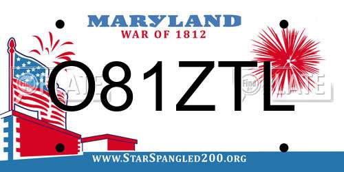 O81ZTL Maryland License Plate