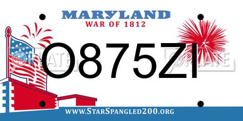 O875ZI Maryland License Plate