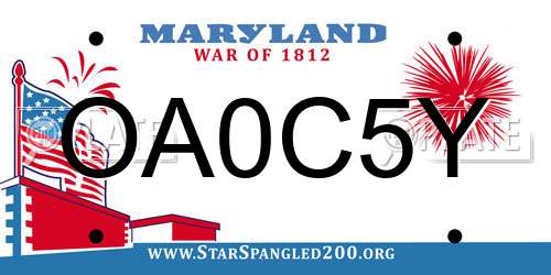 OA0C5Y Maryland License Plate