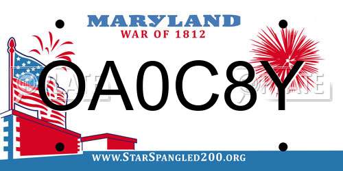 OA0C8Y Maryland License Plate