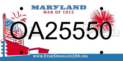 OA25550 Maryland License Plate
