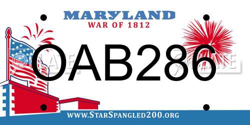 OAB286 Maryland License Plate