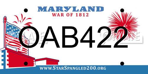 OAB422 Maryland License Plate