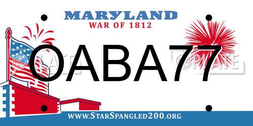 OABA77 Maryland License Plate