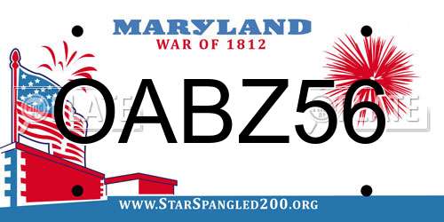 OABZ56 Maryland License Plate