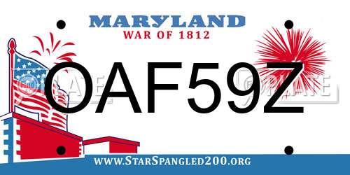 OAF59Z Maryland License Plate
