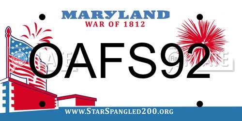 OAFS92 Maryland License Plate