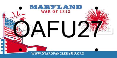 OAFU27 Maryland License Plate