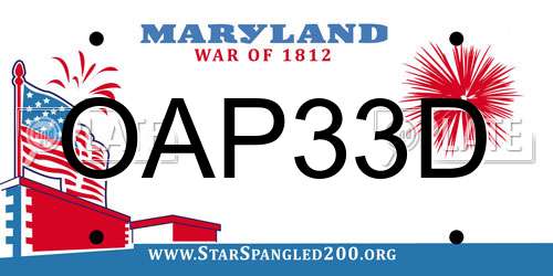 OAP33D Maryland License Plate