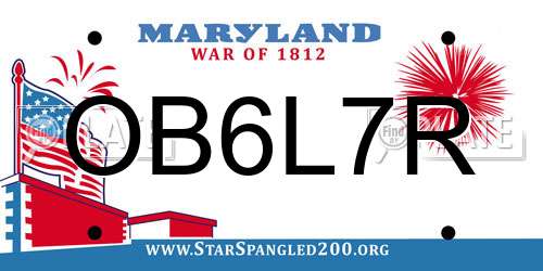 OB6L7R Maryland License Plate