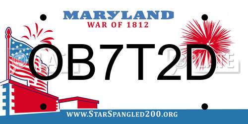 OB7T2D Maryland License Plate