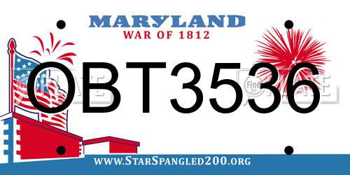 OBT3536 Maryland License Plate