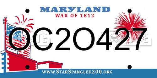 OC2O427 Maryland License Plate