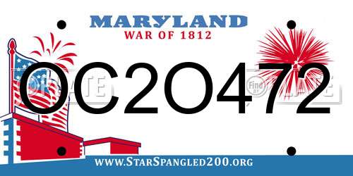 OC2O472 Maryland License Plate