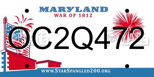 OC2Q472 Maryland License Plate
