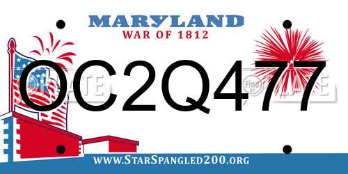 OC2Q477 Maryland License Plate
