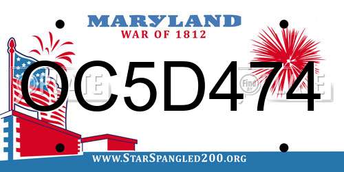 OC5D474 Maryland License Plate