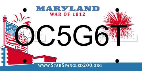 OC5G6T Maryland License Plate