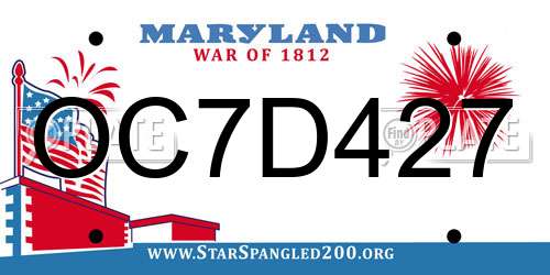 OC7D427 Maryland License Plate