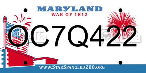 OC7Q422 Maryland License Plate