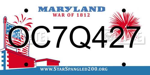 OC7Q427 Maryland License Plate
