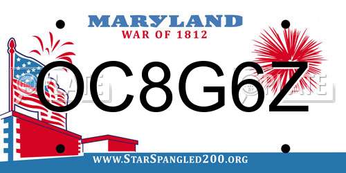 OC8G6Z Maryland License Plate