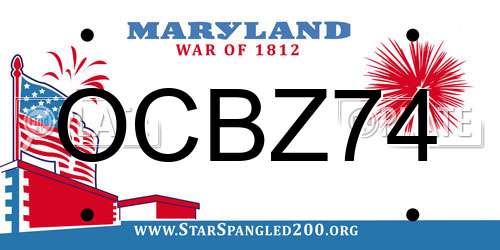 OCBZ74 Maryland License Plate