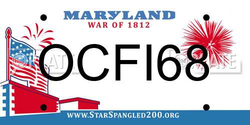 OCFI68 Maryland License Plate
