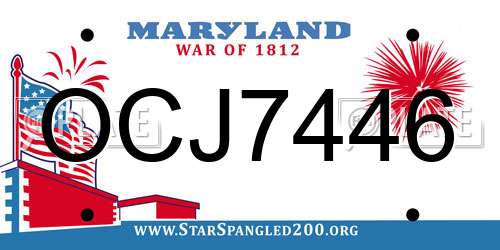 OCJ7446 Maryland License Plate