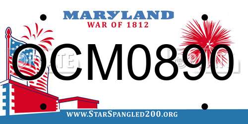 OCM0890 Maryland License Plate