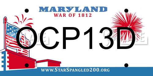 OCP13D Maryland License Plate