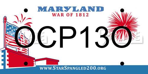 OCP13O Maryland License Plate
