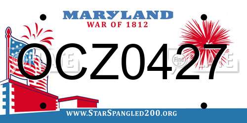 OCZ0427 Maryland License Plate