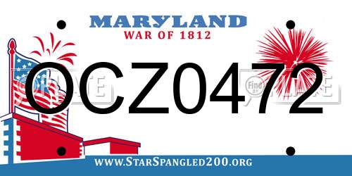 OCZ0472 Maryland License Plate