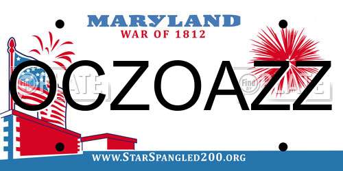 OCZOAZZ Maryland License Plate